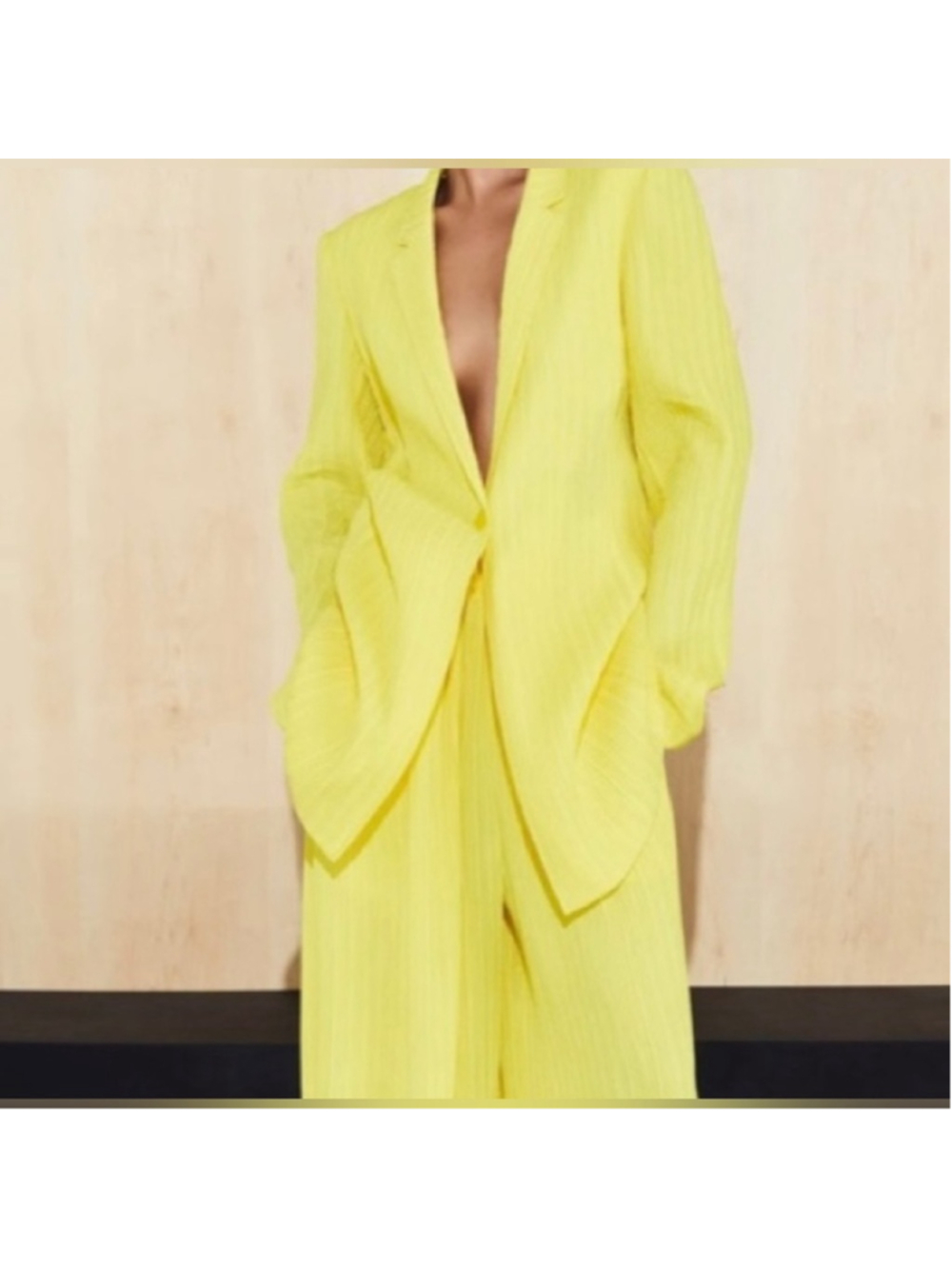 Textured Plisse Single Button Blazer
